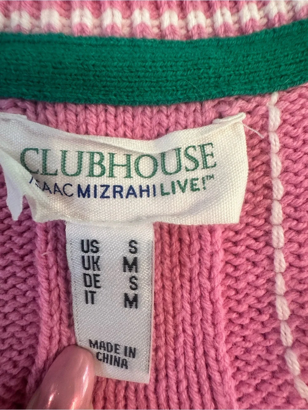 Isaac Mizrahi Live! Clubhouse Cable Knit Short Sleeve Sweater Womens Small Pink